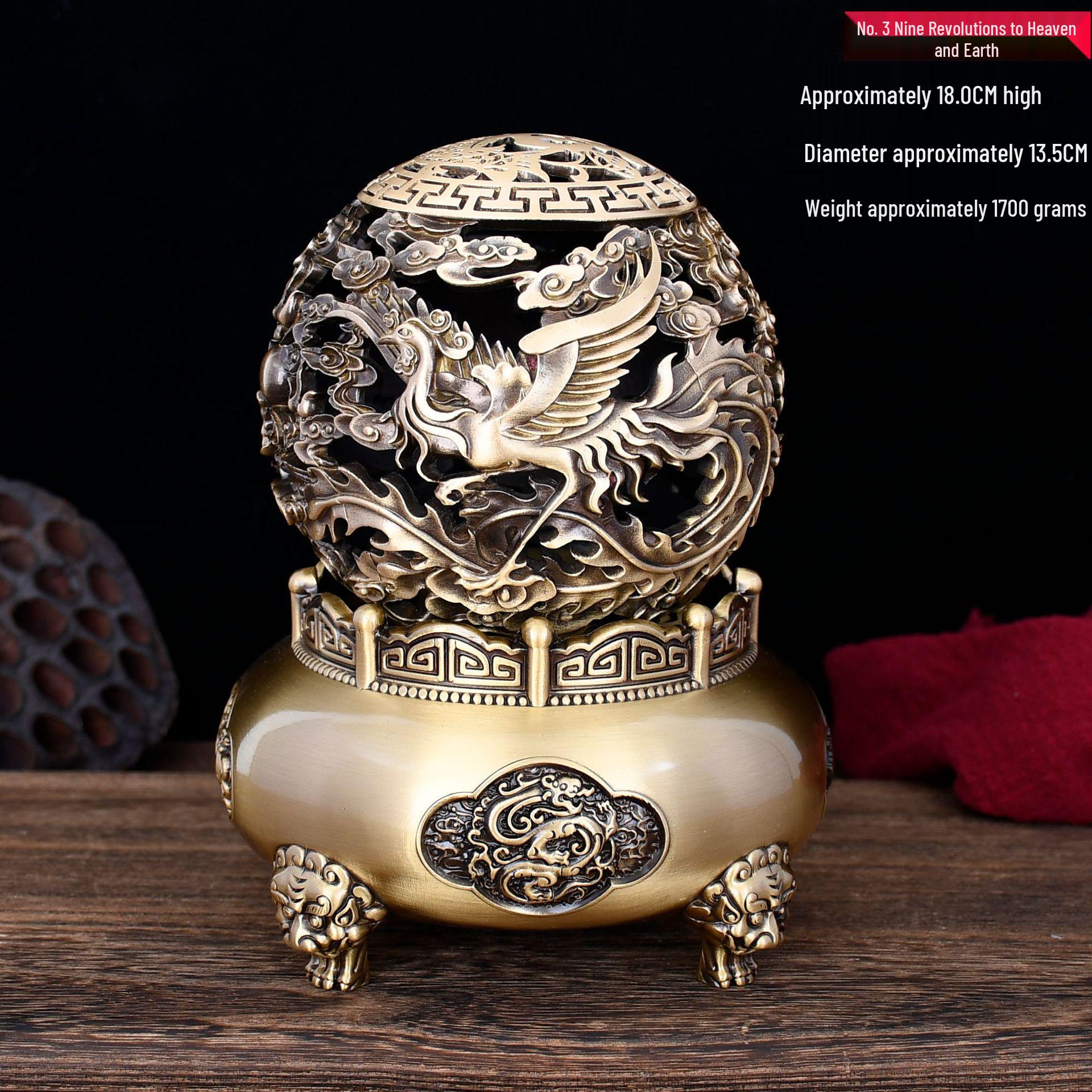 Kangxi Qianlong Qiankun Copper Desktop Ornaments - Nine Revolutions Classical Metal Crafts землистый
