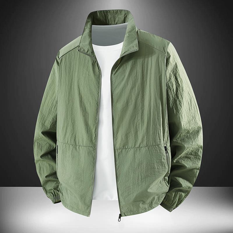 Men's Lightweight Stand Collar Windbreaker - Casual Zip-Up Jacket