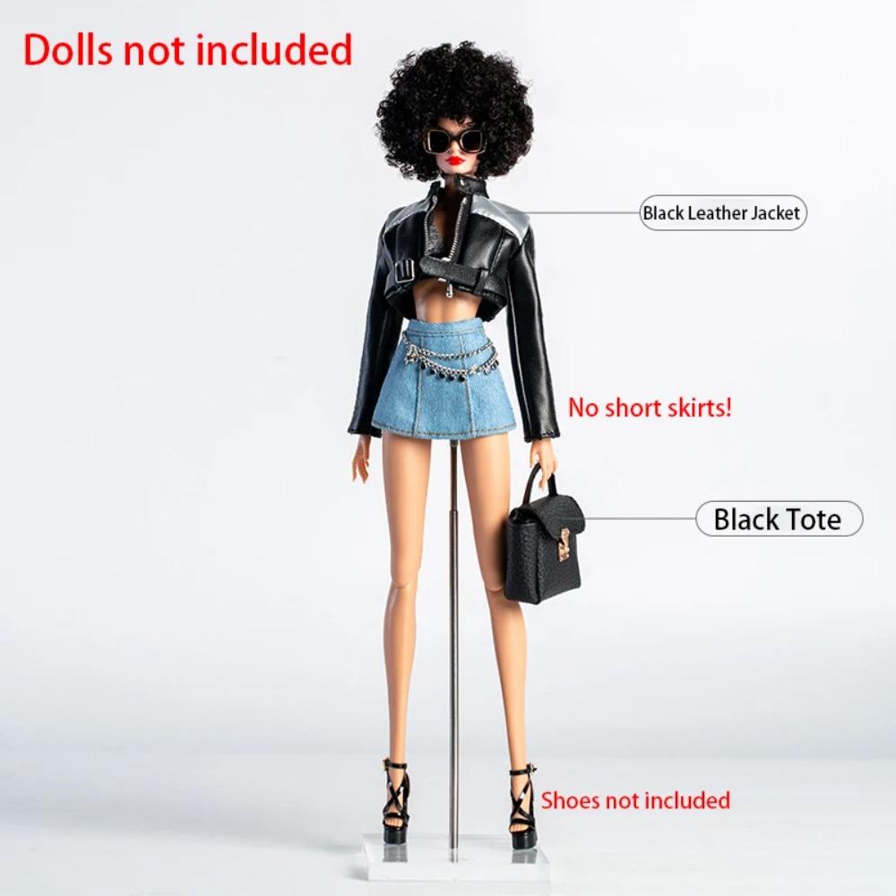 30cm Ubranka i Akcesoria dla Lalki Fajnej Dziewczyny Futurystyczna Nowoczesna Skórzana Kurtka/Koszula/Okulary Moda Przebranie Dla Lalki Supermodelki 1/6