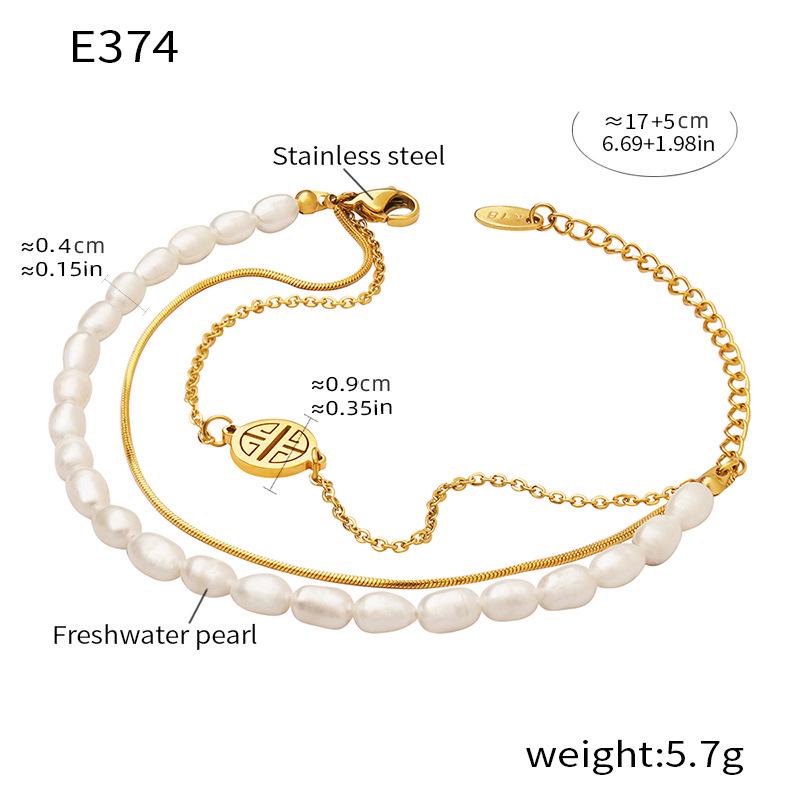 Qiong Yao Baroque Freshwater Pearl Bracelet with Stainless Steel Layers
