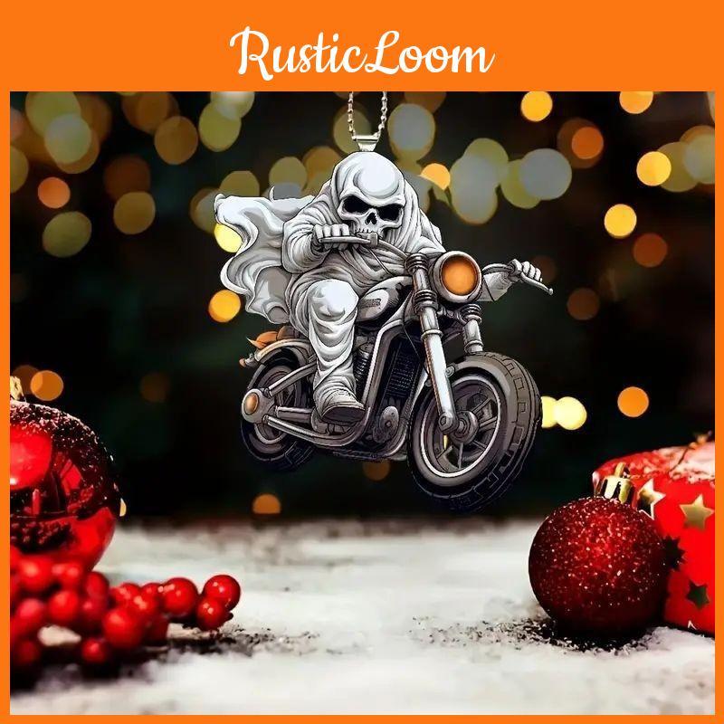 Themed Skull Halloween Riding Motorcycle Pattern Pendant For Decor Holiday