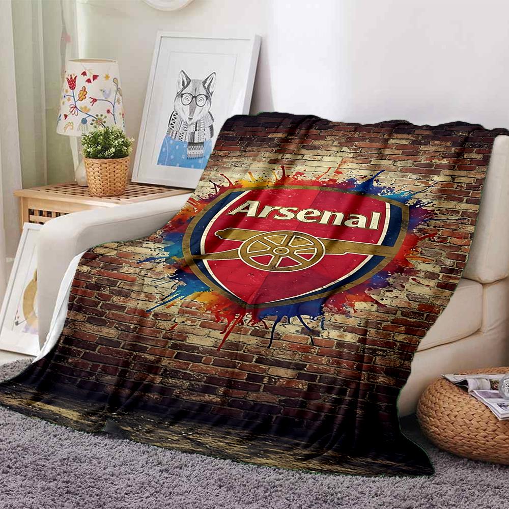 Coperte con stemma dell'Arsenal Football Club in flanella stampata, traspiranti, calde, da divano per casa, ufficio, copriletti 0708a25