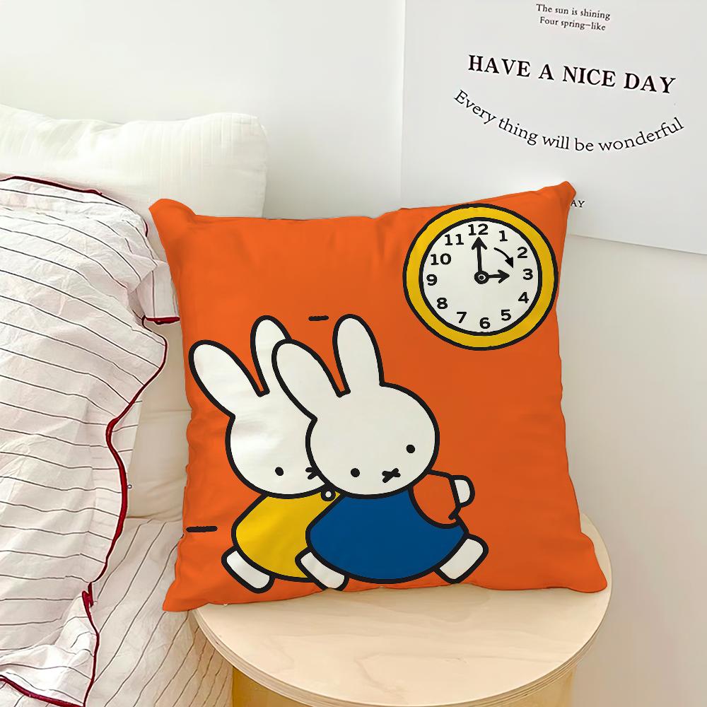 Cartoon Bunny Rabbit kawaii funny MMiffy soft pillowcase for Sofa Home Living Room bedside Decor pillow cover Gift Party hogar