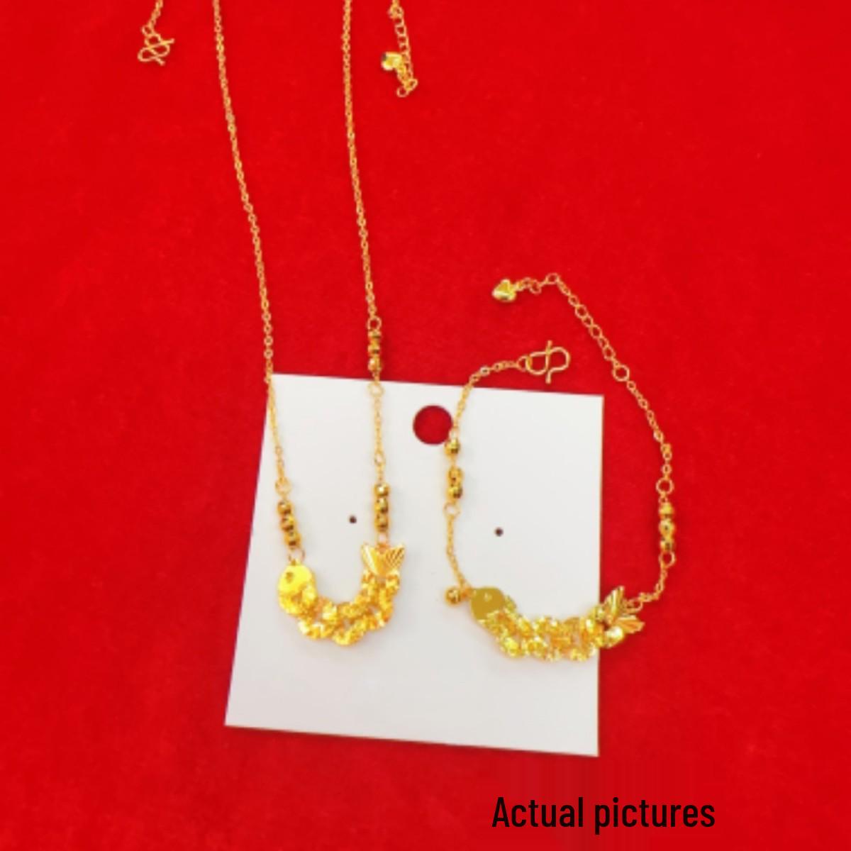 

Gold Koi Five Emperor Coins Necklace & Bracelet Set: Silver Icy Style, Symbol of Abundance Every Year Koi Emperor Coins Bracelet