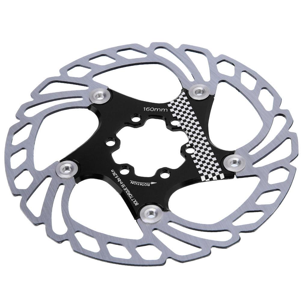 180mm Floating Disc Six Bolts Bicycle Mountain Bike Brake Disc Cycling Accessory(blacksilver )