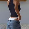 2025 Summer Women's Ribbed U-neck Bound Edge Sleeveless Slim Fit Vest