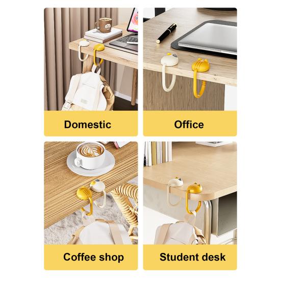 1/2Pcs Desk Hooks Handbag Hangers Funny Cat Design Strong Load-bearing Easy To Install Bag Holders Table Purse Hooks