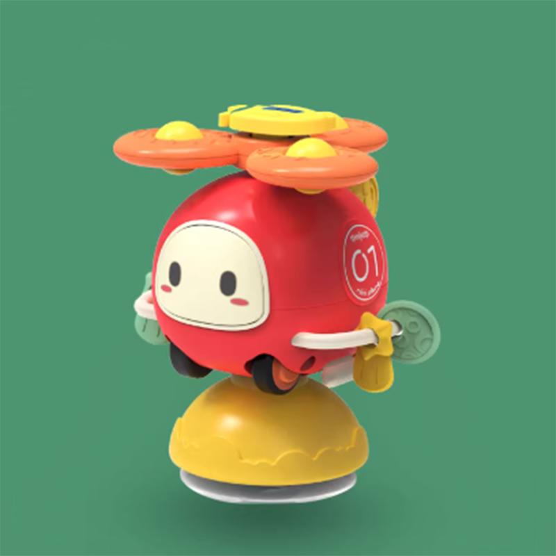 Children's cartoon fun early education puzzle suction cup inertia airplane shape rotation soothing gyro toy