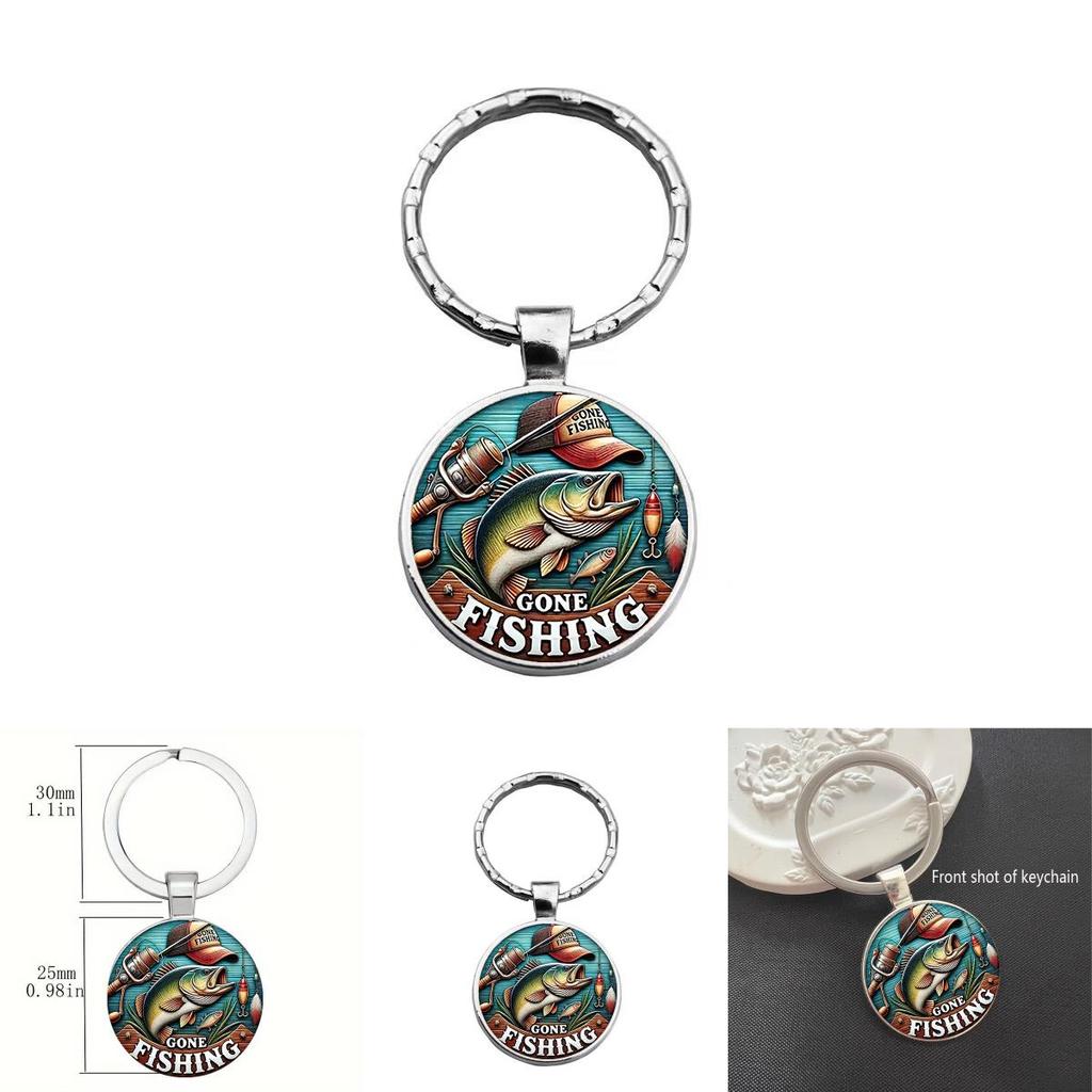 Modern Minimalist Glass Keychain With Fish Pattern Jewelry For Gift Giving