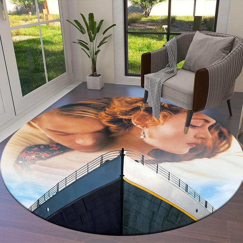 Titanic Runder Teppich, Teppich für Wohnzimmer Schlafzimmer Sofa Spielzimmer Dekor, Rutschfeste Bodenmatte
