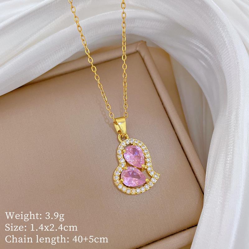 Copper Micro-Inlaid Light Luxury Fashion Personality Temperament Gorgeous Full Diamond Necklace Women'S Versatile Collarbone Chain Titanium Steel