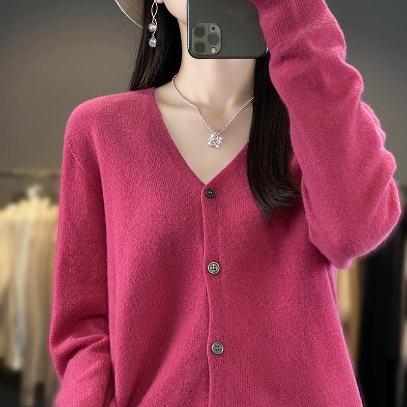 New V-neck Coat for Women In Autumn and Winter, Loose Knitted Sweater
