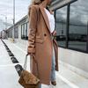 Elegant Long Blazer Suit for Women Office Winter Overcoat Button Placket Long Sleeve All Match Collar