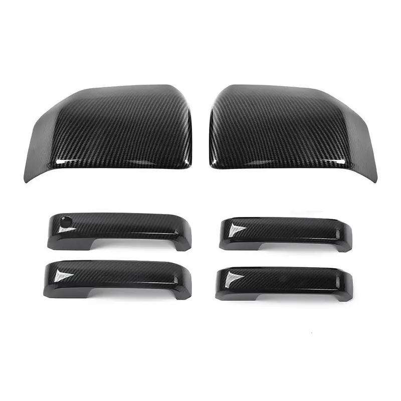 For Ford F150 2015- Raptor Car Rearview Side Mirror Wing Cap + Door Handle Cover Exterior Door Housing Shell Trim ABS