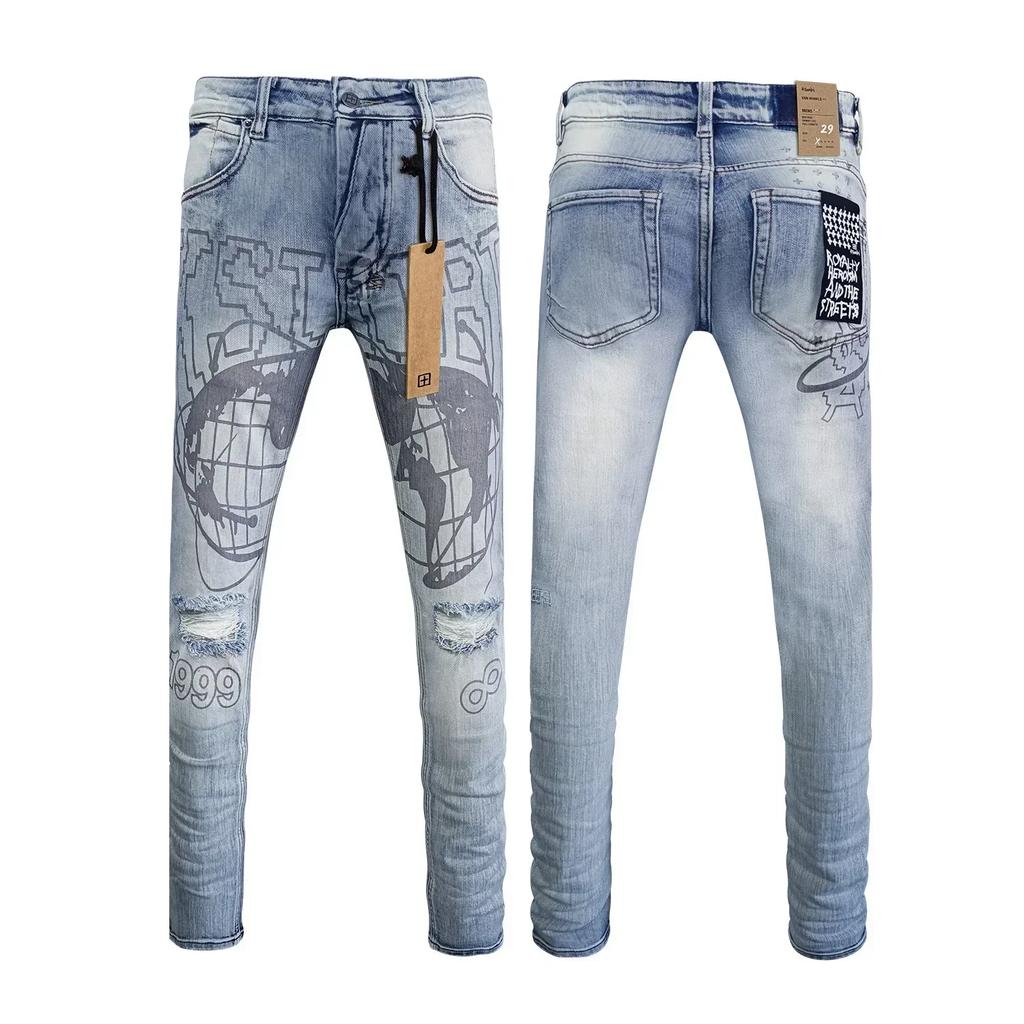 STREETRICH Nejvyšší kvalita Džíny Muži Ženy Móda Křížový Trend Retro Trend Malování Nízký Pas Strečové Skinny Roztrhané Ošoupané Kalhoty