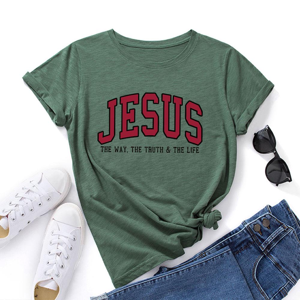 Cotton T-Shirt Short Sleeve Round Neck Women 2d Print Tops