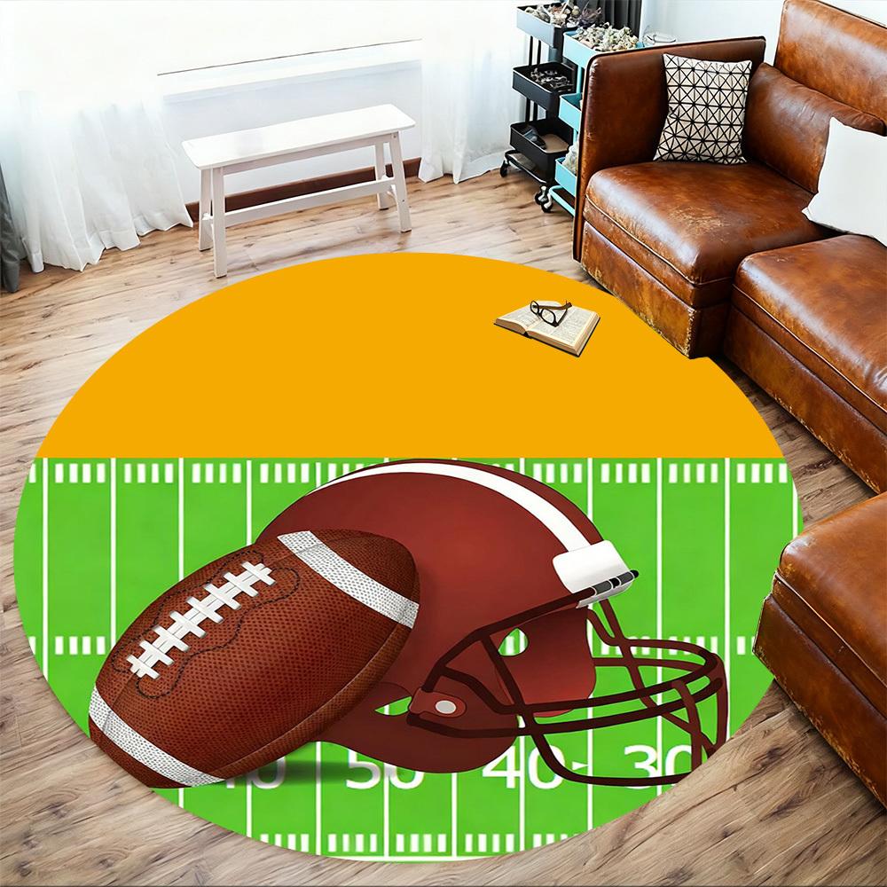 1PC football helmet Office Round Area Rug, Under Office Chairs Bedroom Living Room Home Decor, Carpet for Office -1110164