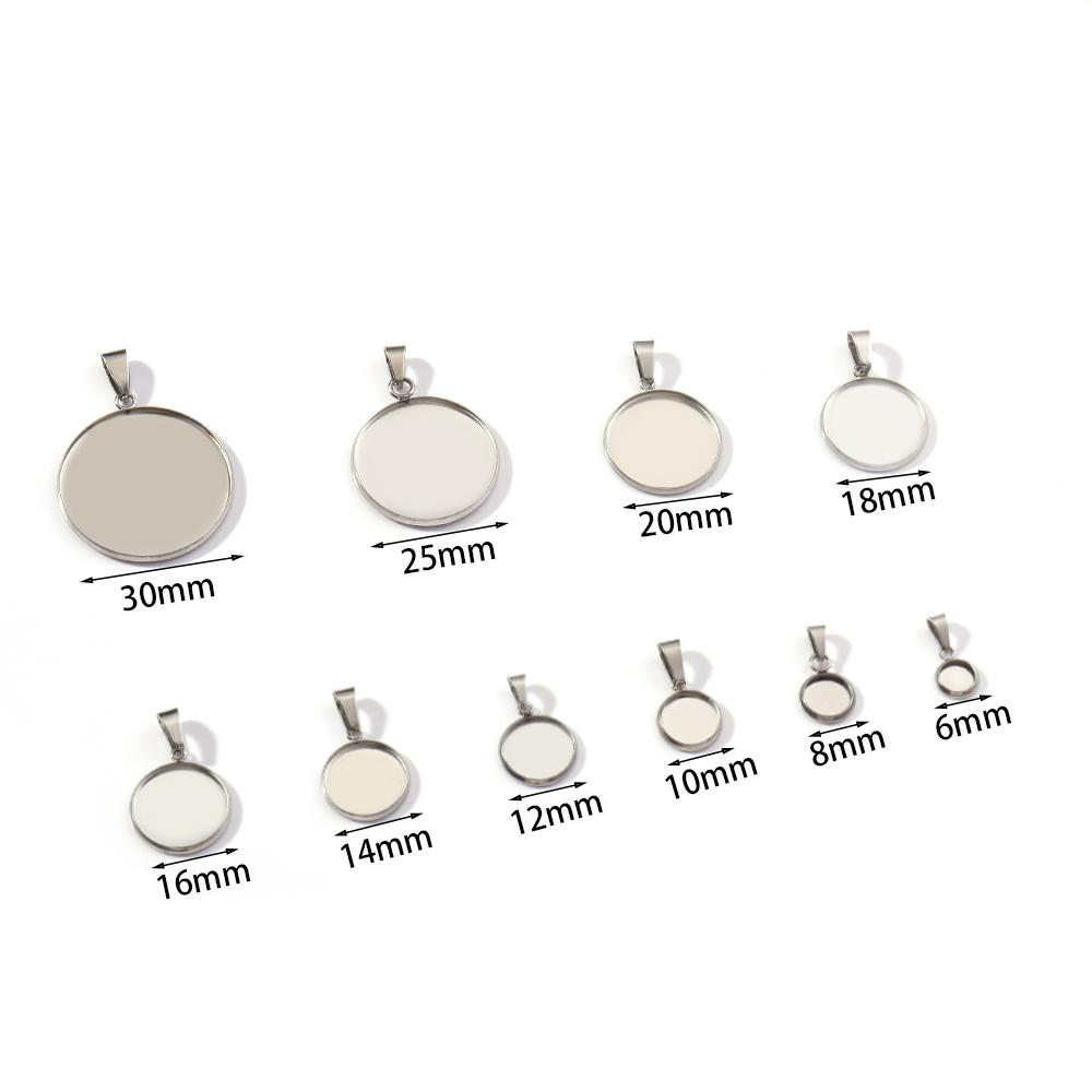 5-10Pcs High Quality Stainless Steel Cabochon Base Bezel For Jewelry Making Blank Tray Pendant Settings With Clasps DIY Necklace