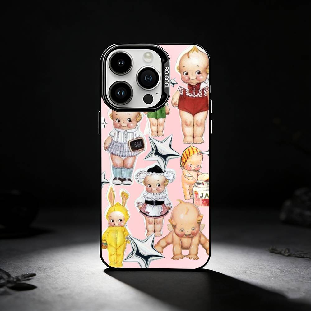 Kewpie Cute Angel baby Phone Case For iPhone 17,16,15,14,13,12,11 Plus,Pro Max,XS,Colored silver phone case