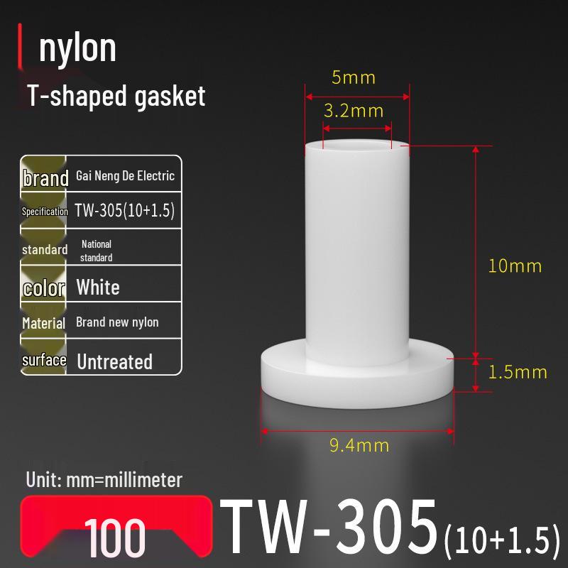 T-Shaped Nylon Gasket Ring Screw Shaft Sleeve with Concave-Convex Insulation Pad M2