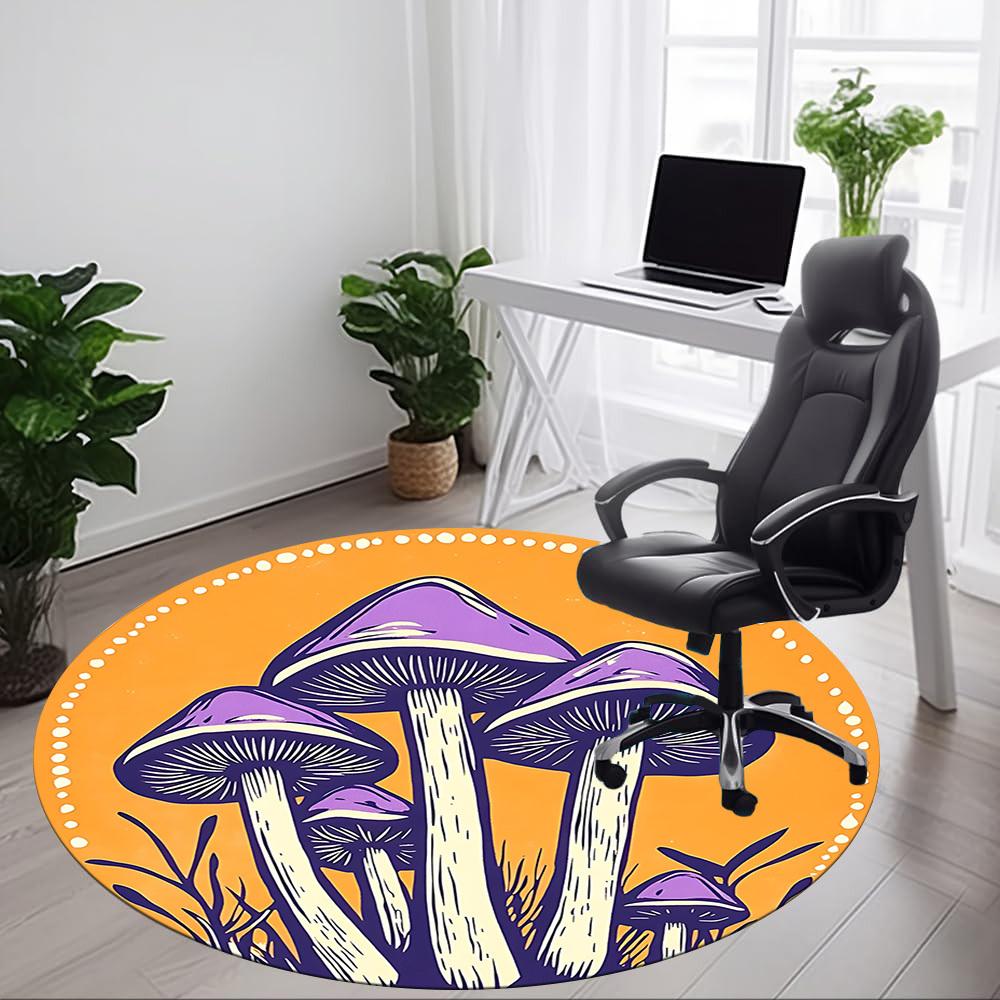 1pc Mushroom Fantasy Office Round Area Rug, Mat Suitable For Office, Under Office Chairs Bedroom Living Room Home Decor, Room Deco