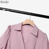 ZANZEA Blusa a Maniche Corte da Donna e Pantaloni a Gamba Larga Set Casual Due Pezzi