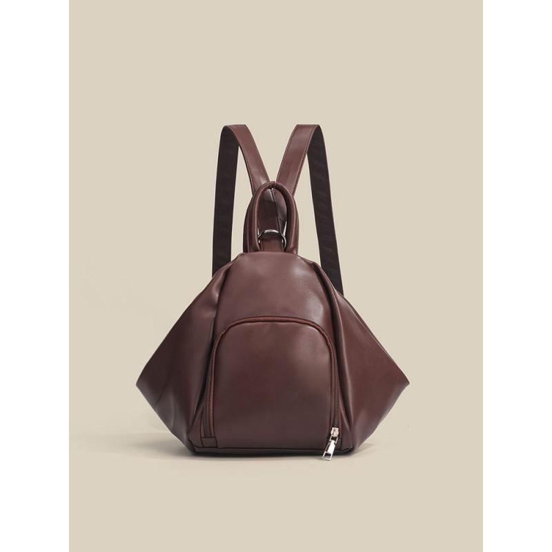 Large Capacity PU Backpack Students Young Adults Urban Minimalist Style With Zipper Phone Pocket