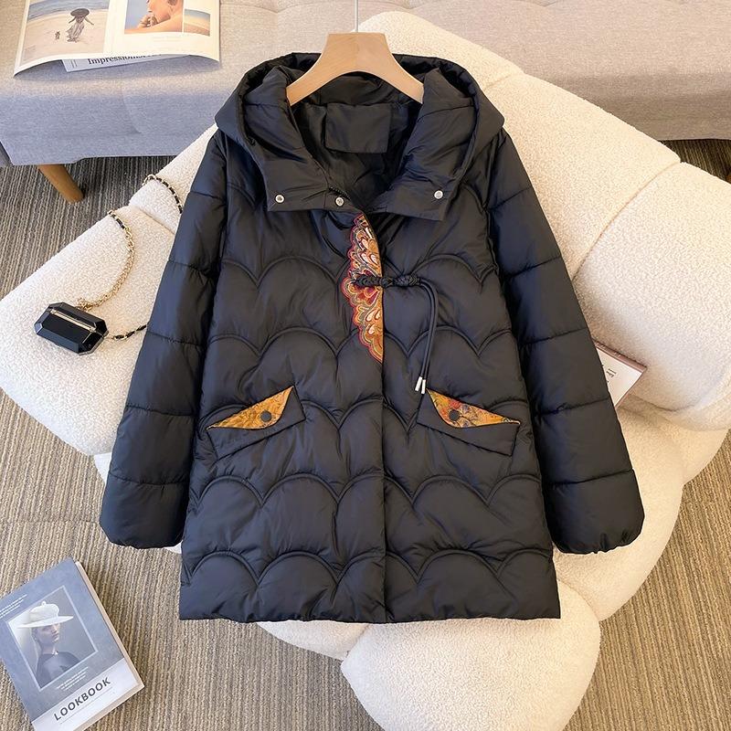 Medium mother cotton clothes winter new medium and large size cotton clothes hooded thickened jacket