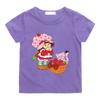 Camiseta Infantil 100% Algodón Tarta de Fresa Estampado Retro Camisetas Lindas Manga Corta Casual Cuello Redondo Camiseta Anime para Niños Camiseta Gráfica Tops de Verano