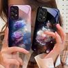 Tempered Glass Phone Case For Samsung Galaxy S10 4G S20 11E 30 S21 21Fe 22 Pro S23 Ultra 5G S8 S9 Ink Mountain Camellia