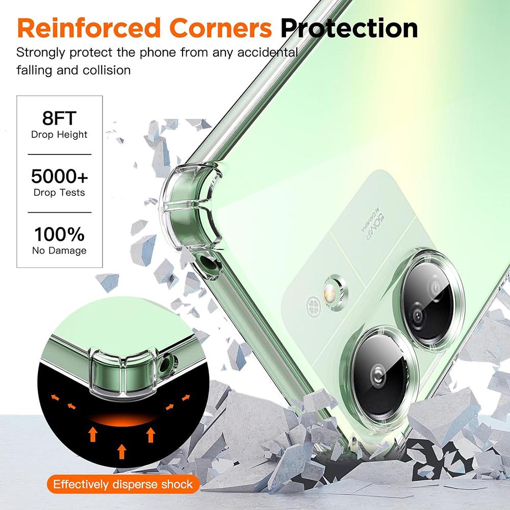 Capa de Silicone Transparente à Prova de Choque Para Xiaomi Redmi 13C 12C 13 4G 5G Macia Ultrafina Transparente TPU Macio Capa Traseira Fundas Capa