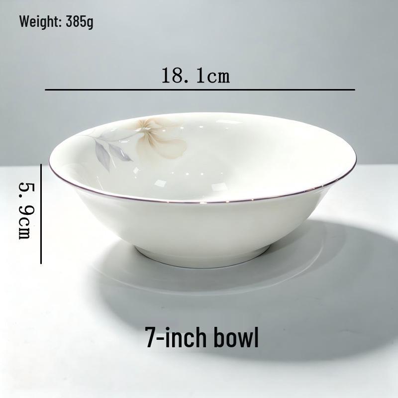 Set di stoviglie in ceramica smaltata con bordo dorato Yu Bao Fang - Elegante collezione di ciotole e piatti per la nuova casa.