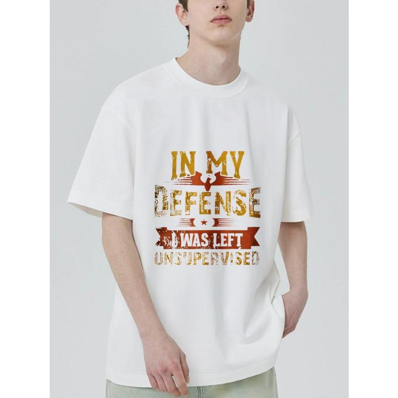 T-Shirt Schwarz Zu meiner Verteidigung Ich wurde unbeaufsichtigt gelassen Grafikdruck Freizeitkleidung