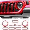 JeCar Grill Erts For Jeep Wrangler JL JLU 2024+ Grill Covers & Headlight Covers Trim Kit Accessories (Red)