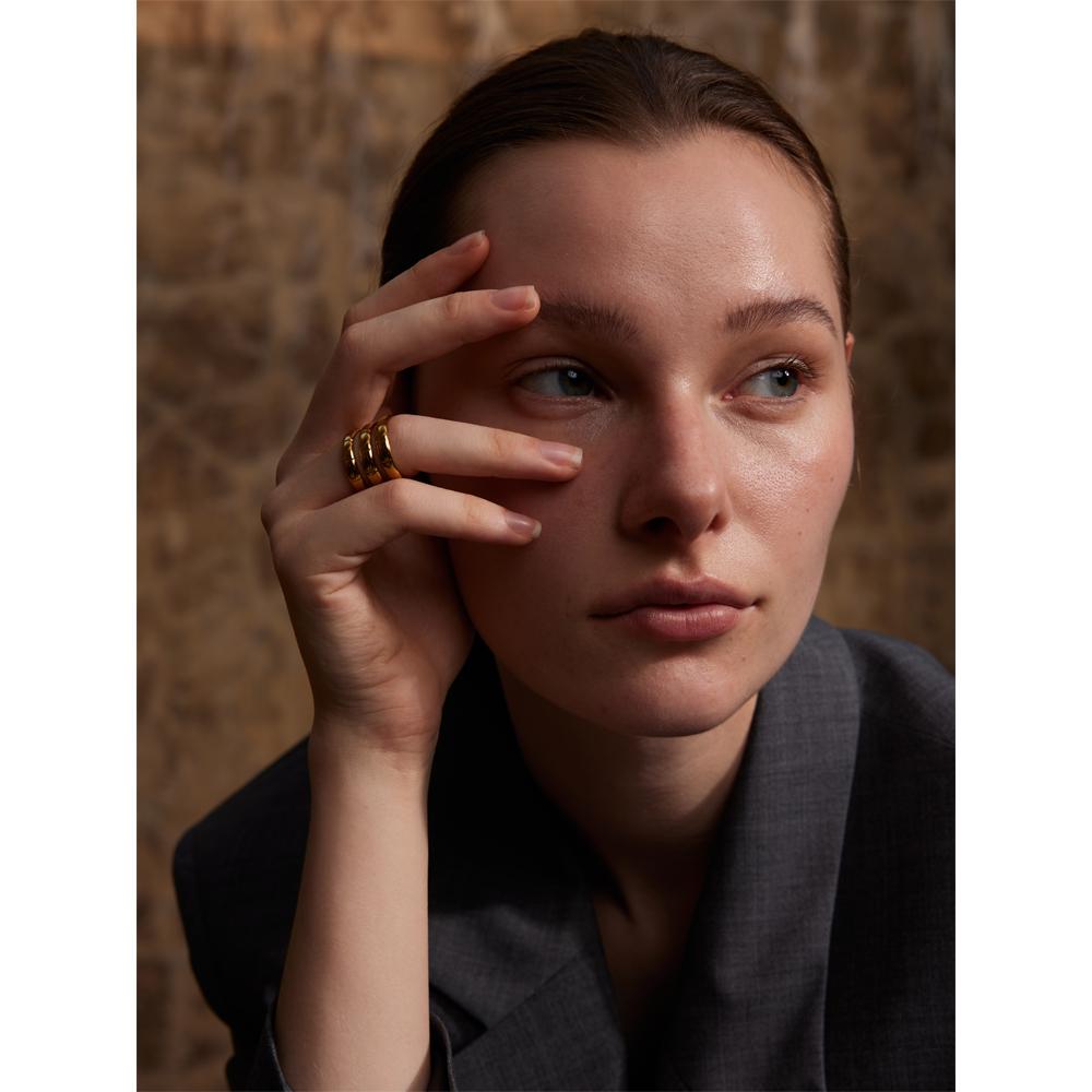 Yhpup Stylish Unique Stainless Steel Metal Layered Wrapped Finger Ring for Women Personalized Water Resistant Chic Jewelry New