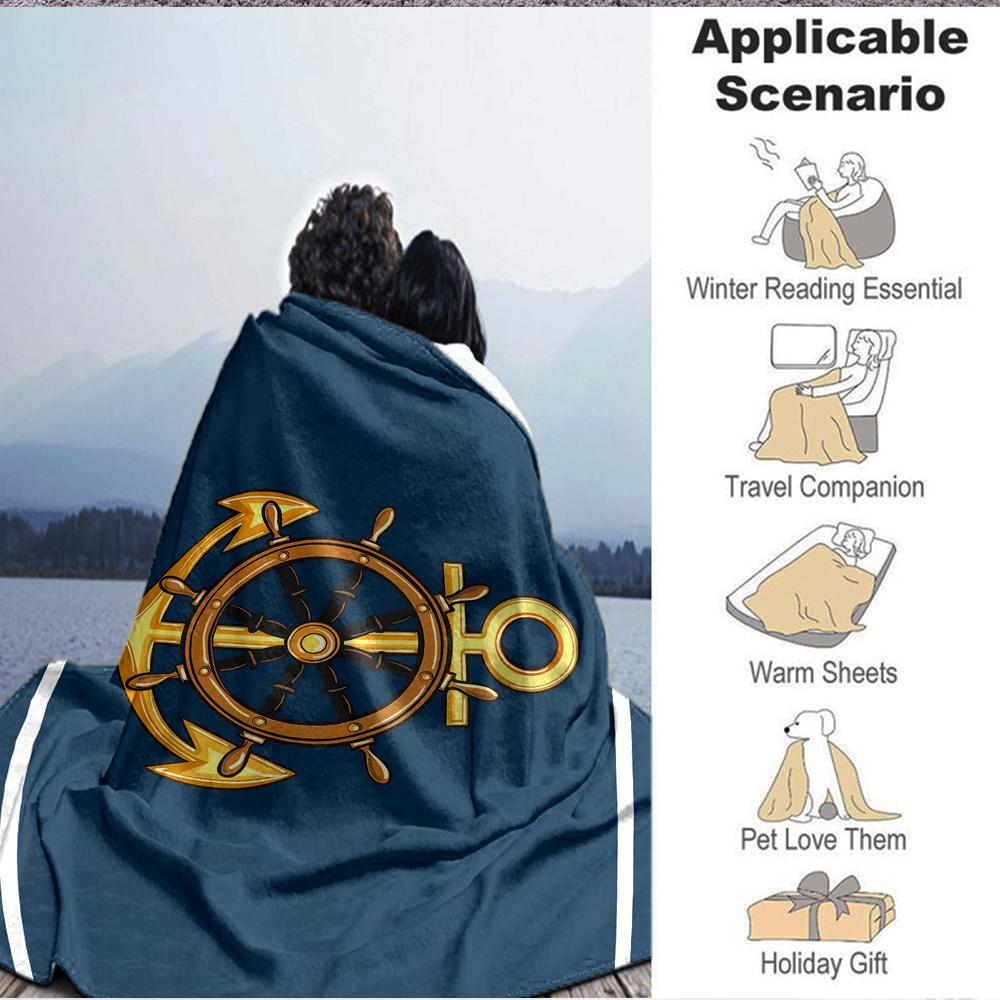 1Pc Nautical Emblem Blanket Soft And Comfortable Casual Warm Camping Travel Christmas Halloween Xmas Gift M928578