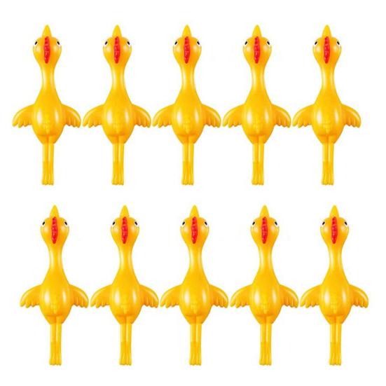 10 stk Sprettert Kylling Finger Leke for Barn Morsom Mini Flygende Gummiender Klassepremier Morsomme Strømpefyllere Godteposer Pinatafyll Fest