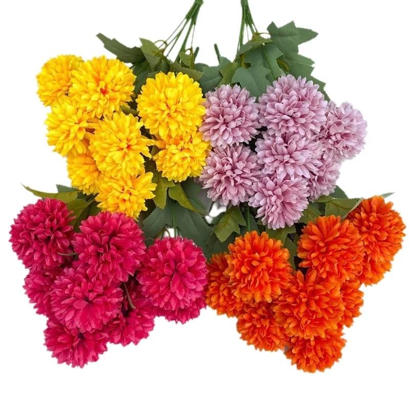 Artificial Flowers Silk Ball Chrysanthemum Home Room Table Wedding Bridal Bouquet Decor Valentine's Outdoor Garden Yard DIY Gift