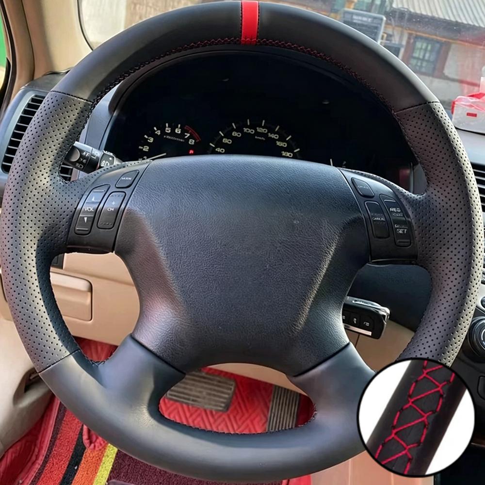 Car Accessories Hand-stitched Black Microfiber Leather 2003-2007 Odyssey 2005-2010 Steering Wheel Cover For Honda Accord 7