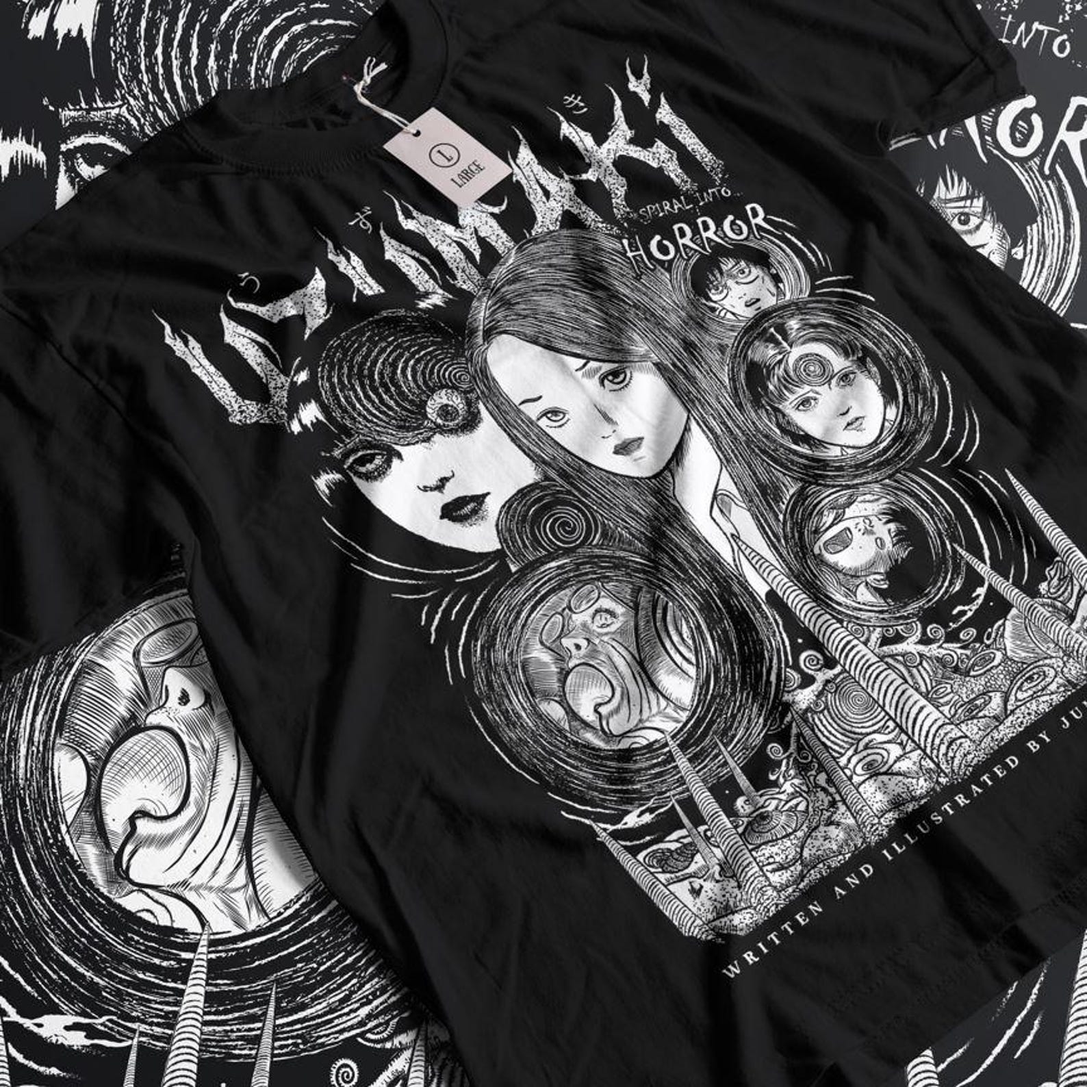 UNISEX - Unisex Horror Manga T shirt, Creepy Girl, Manga Gothic T shirt, Dark Anime Gothic T shirt 2XL