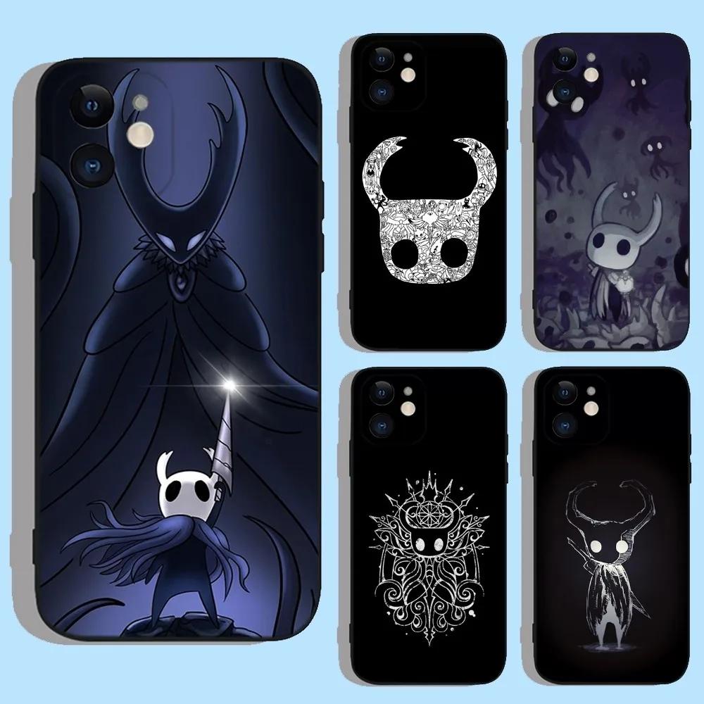 H-Hollow Knight Phone Case For Apple iPhone 15,14,13,12,11,XS,XR,X,8,7,Pro,Max,Plus,mini Silicone Black Cover