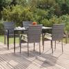 VidaXL Garden Dining Set 5 Pcs Grey Wicker, Outdoor Dining Set, Table and Chair of 3156676
