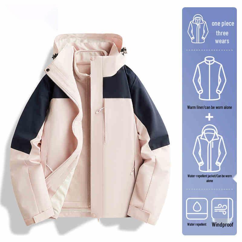 

Женская куртка 3-в-1 Woodpecker, ветрозащитная и водонепроницаемая, для весны, осени и зимы - Большой размер, верхняя одежда для альпинизма. M