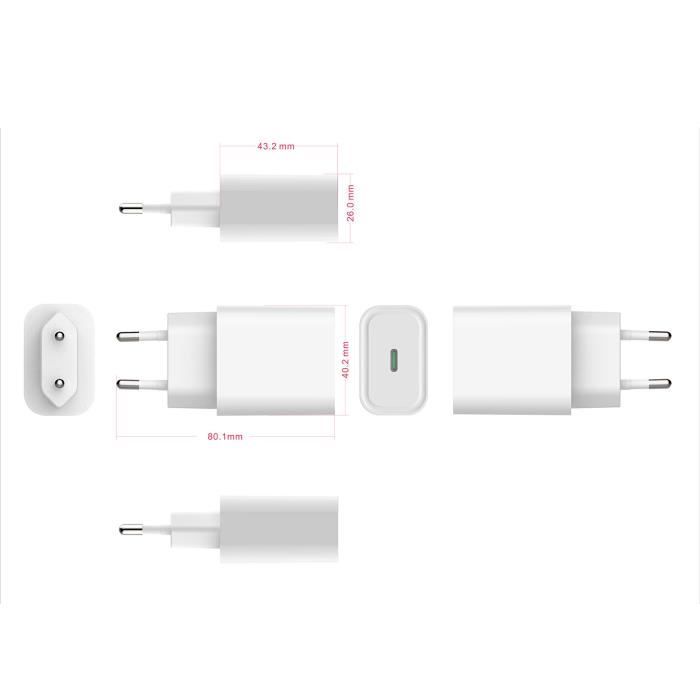 Adaptor de rețea - Încărcător USB C - 20W - Power Delivery 3.0 - Încărcare rapidă - Alb
