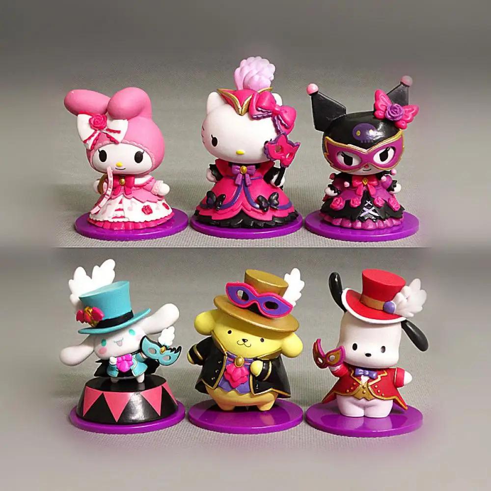 

Kawaii 8Cm Figure Hello Kitty Sanrio Anime Cinnamoroll Kuromi Doll Action Mask Set of 6 Figures Decorate Toy Gifts for Halloween