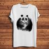 Ink Style Moon Catcher Panda Funny TShirtHomme Unisex White Casual Short Sleeve TshirtUnisex Tee StreetwearBreathable Print