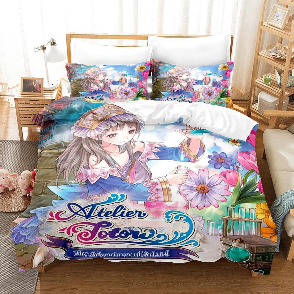 Atelier Totori The Adventurer Of Arland Bedding Set Cartoon Anime three-piece Set Adult Kid Bedroom Duvet Cover Sets 3D Kawaii