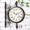 European Double-Sided Wrought Iron Wall Clock - Modern & Retro Style for Living Room