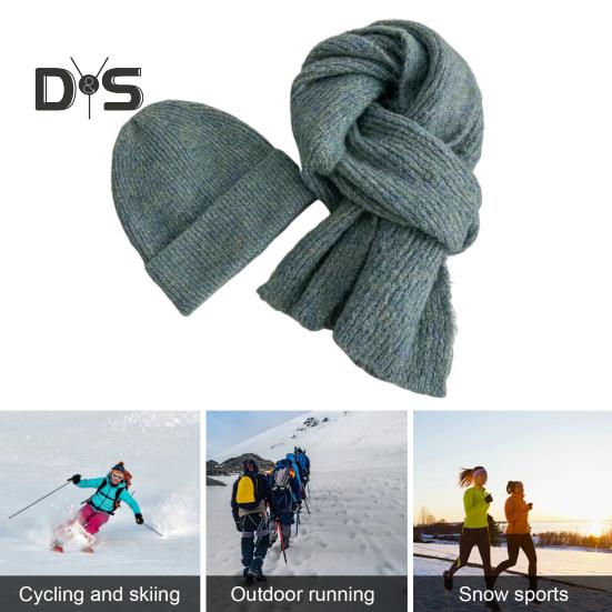 2 szt./zestaw czapka szalik zestaw termiczny podszyty dwuwarstwowa konstrukcja dzianinowy długi szalik zestaw czapek unisex zimowe ubrania sportowe na świeżym powietrzu