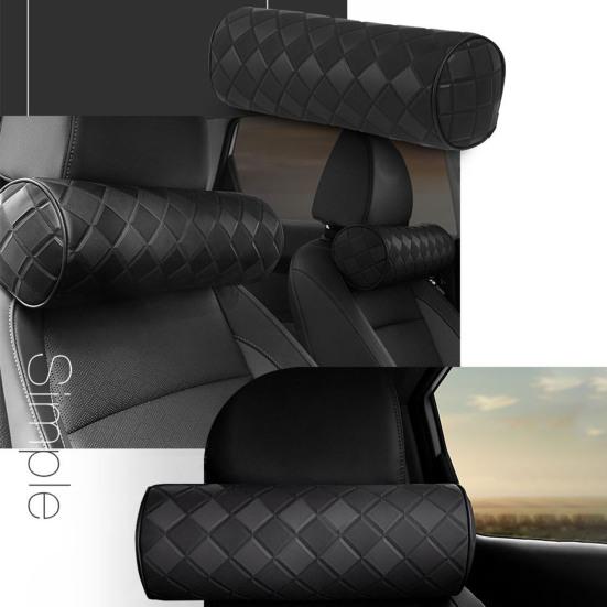 Car Headrest Pillow for Driving Faux Leather Memory Foam Ergonomic Neck Support Universal Fit Head Rest Travel Cushion for Most Vehicles